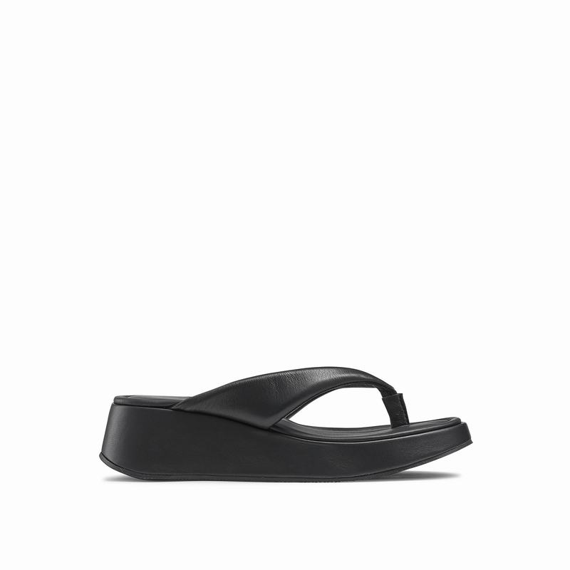Black Russell And Bromley Hoxton Women\'s Wedge Sandals | FRO2641JX
