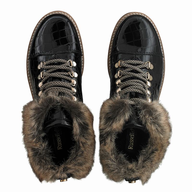 Black Russell And Bromley Icelander Women's Lace Up Boots | ZRX4743BT