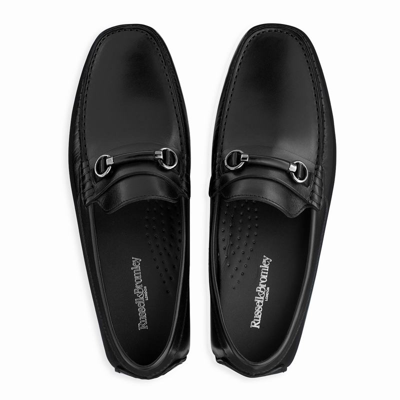 Black Russell And Bromley Jet Set Men's Loafers | XOX6894VP