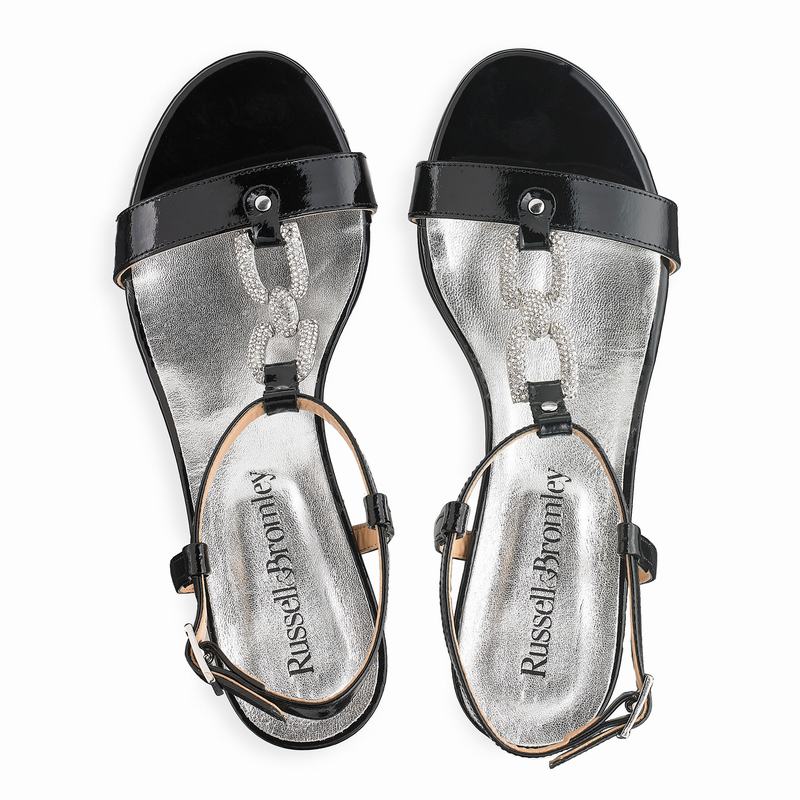 Black Russell And Bromley Jewely Women's Heeled Sandals | FEZ4659TP