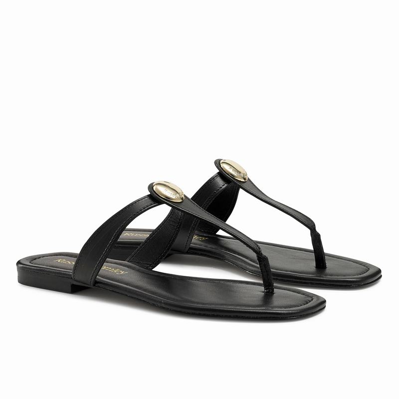 Black Russell And Bromley Lauretta Women's Flat Sandals | LHW9226HR