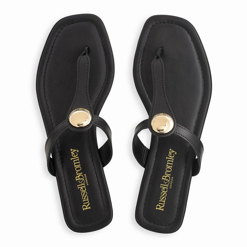 Black Russell And Bromley Lauretta Women's Flat Sandals | LHW9226HR