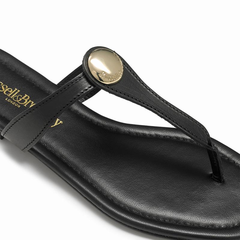 Black Russell And Bromley Lauretta Women's Flat Sandals | LHW9226HR