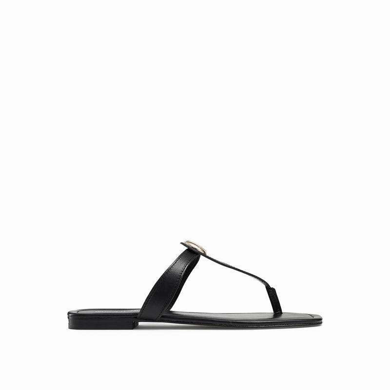 Black Russell And Bromley Lauretta Women\'s Flat Sandals | LHW9226HR