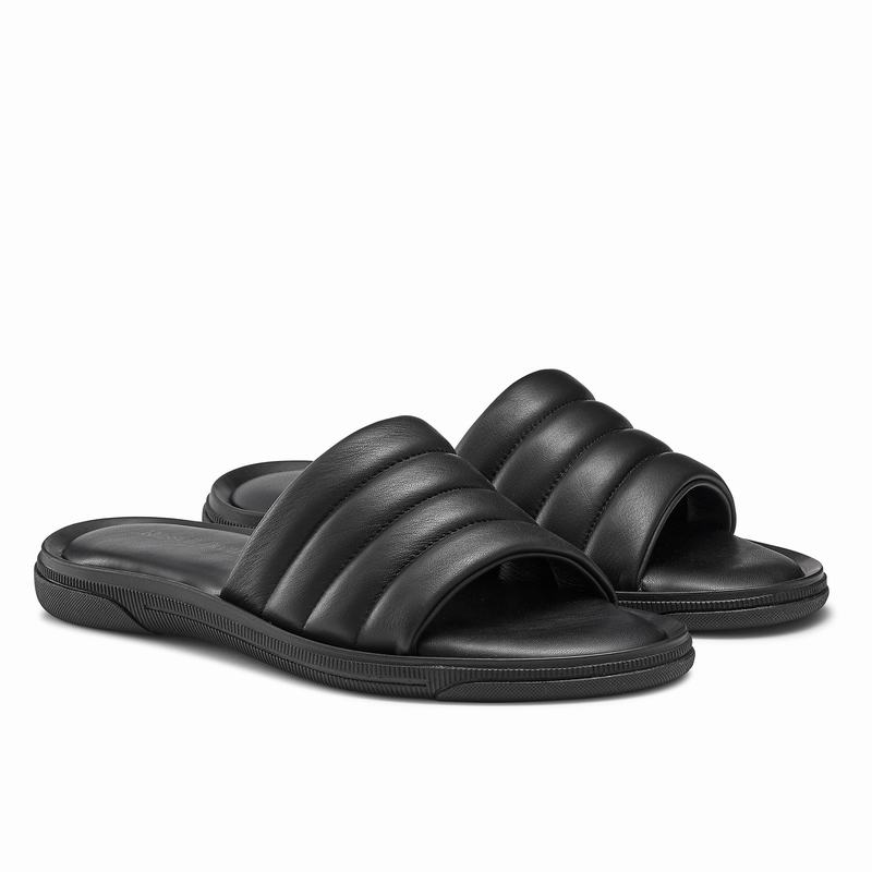 Black Russell And Bromley Luxe Men's Sliders | EAP9812PC