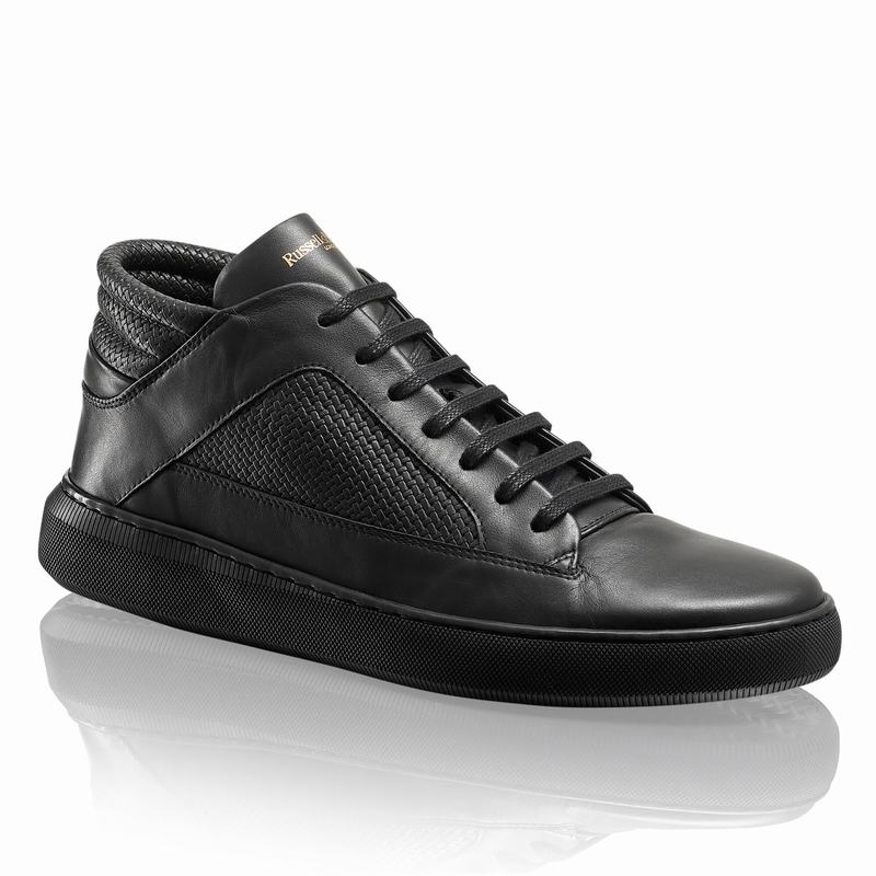 Black Russell And Bromley Milestone Men's Mid Top Sneakers | KUV1957MN