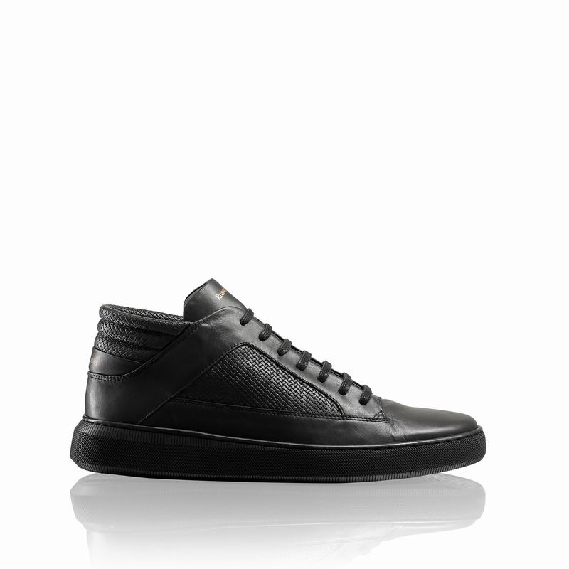 Black Russell And Bromley Milestone Men\'s Mid Top Sneakers | KUV1957MN