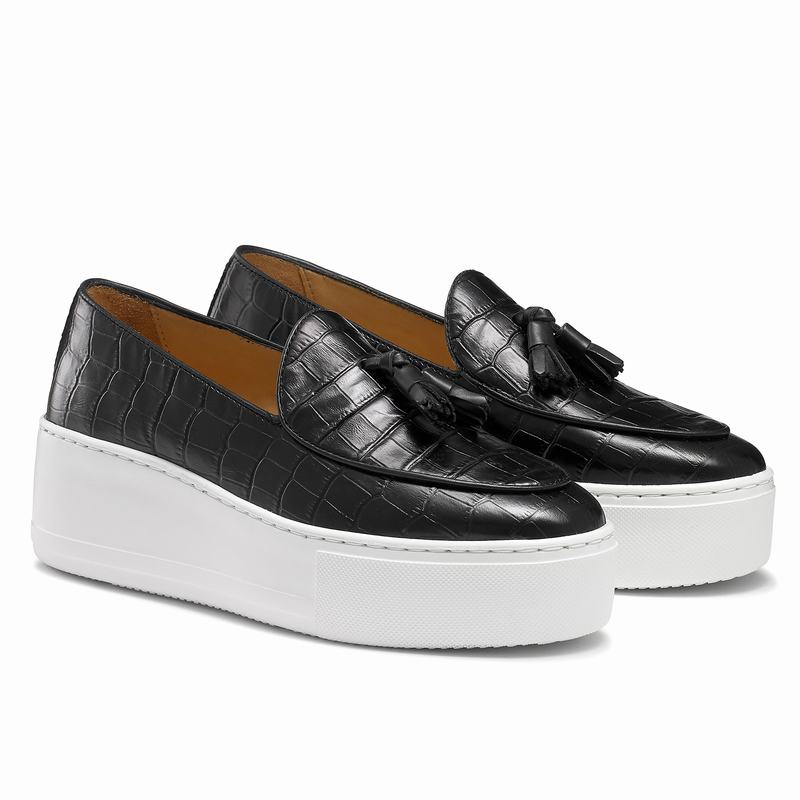 Black Russell And Bromley Moc Up Women's Slip On Trainers | GTD762WG