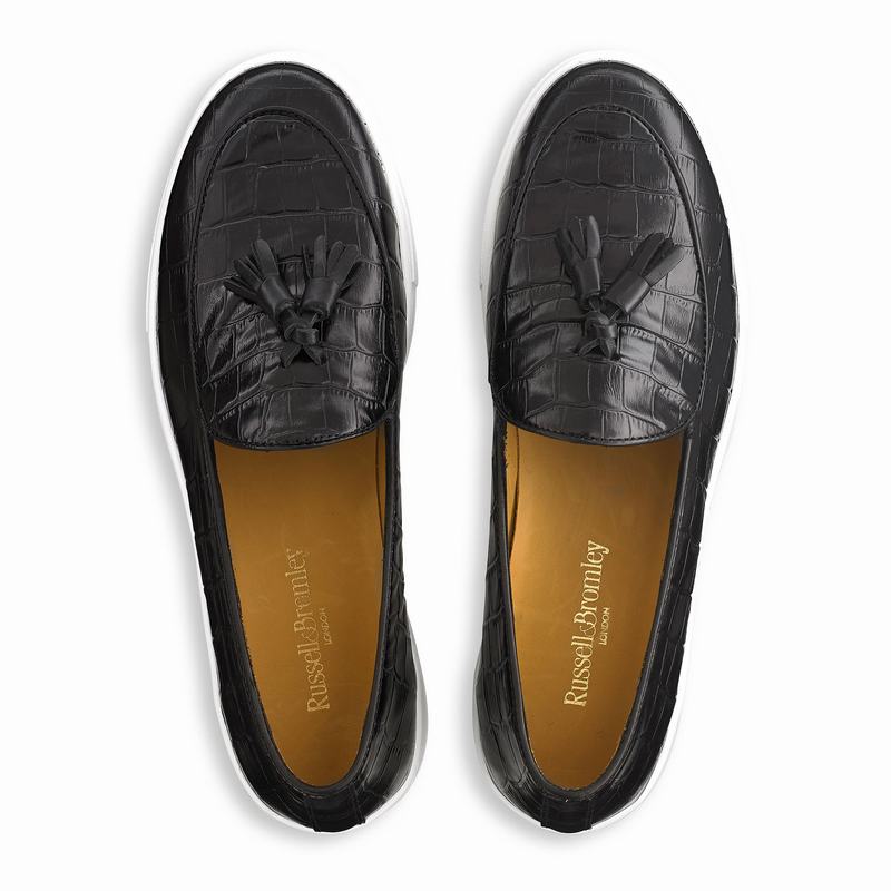 Black Russell And Bromley Moc Up Women's Slip On Trainers | GTD762WG