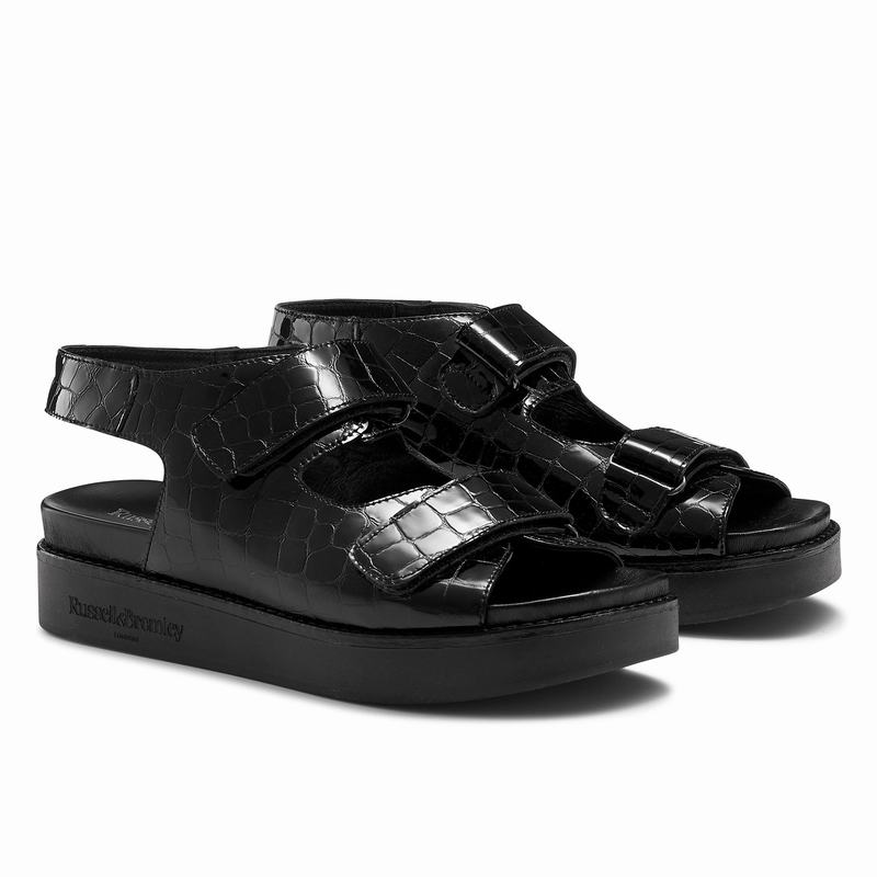 Black Russell And Bromley Nice Women's Wedge Sandals | GLY8590LP