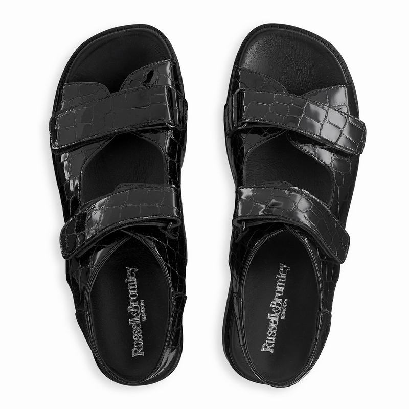 Black Russell And Bromley Nice Women's Wedge Sandals | GLY8590LP