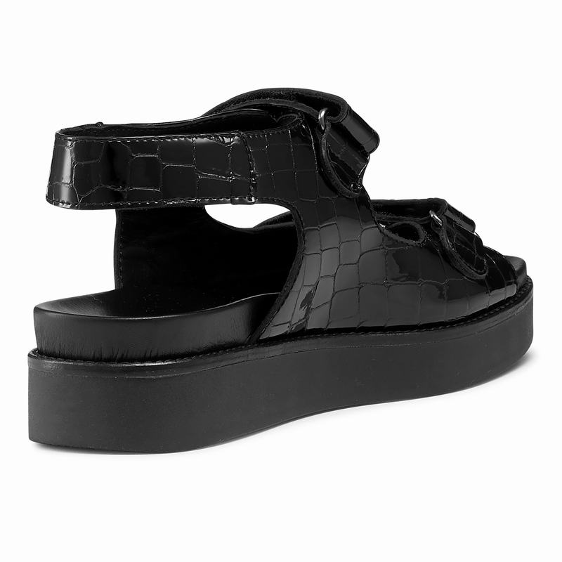 Black Russell And Bromley Nice Women's Wedge Sandals | GLY8590LP