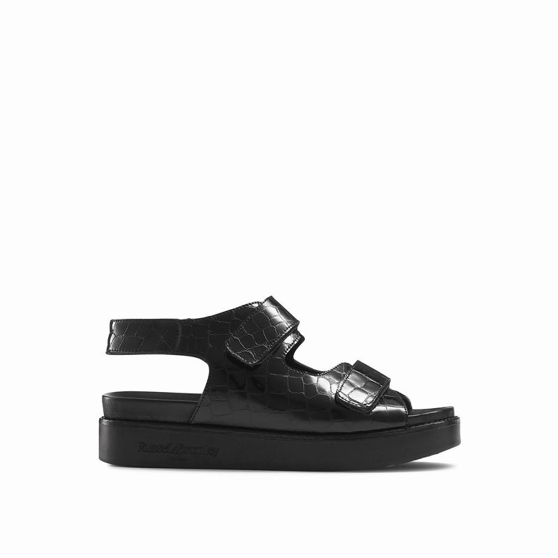 Black Russell And Bromley Nice Women\'s Wedge Sandals | GLY8590LP