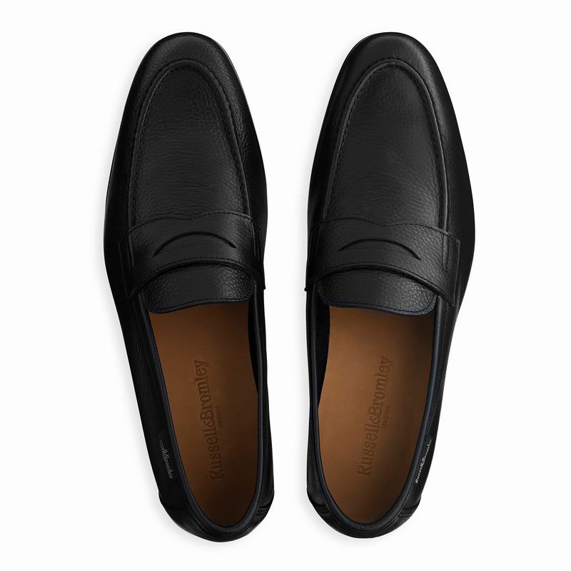 Black Russell And Bromley Outline Men's Loafers | CFA236HV