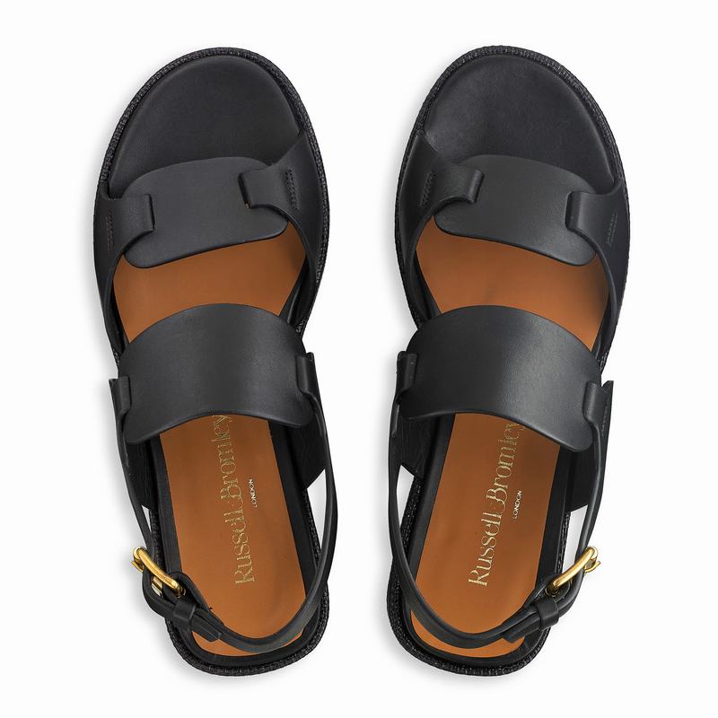 Black Russell And Bromley Palm Women's Wedge Sandals | GDQ667TQ