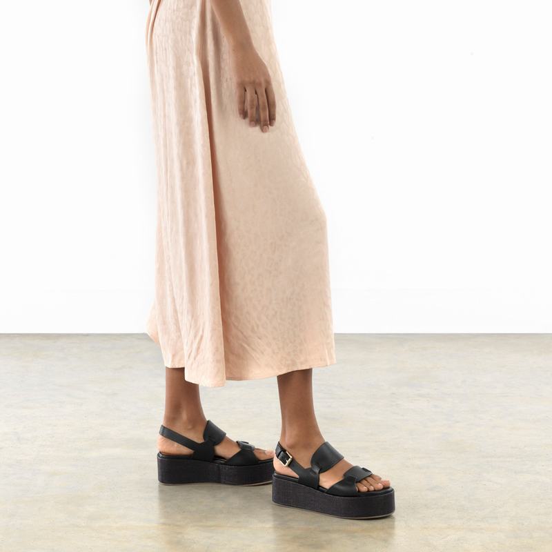 Black Russell And Bromley Palm Women's Wedge Sandals | GDQ667TQ