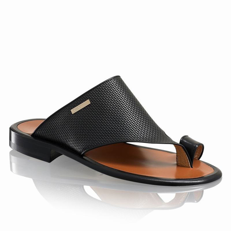 Black Russell And Bromley Perugia Men's Sandals | VAW366VC
