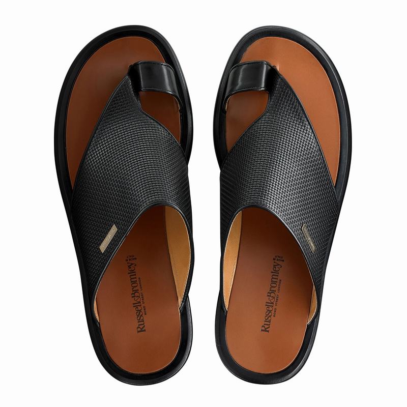 Black Russell And Bromley Perugia Men's Sandals | VAW366VC