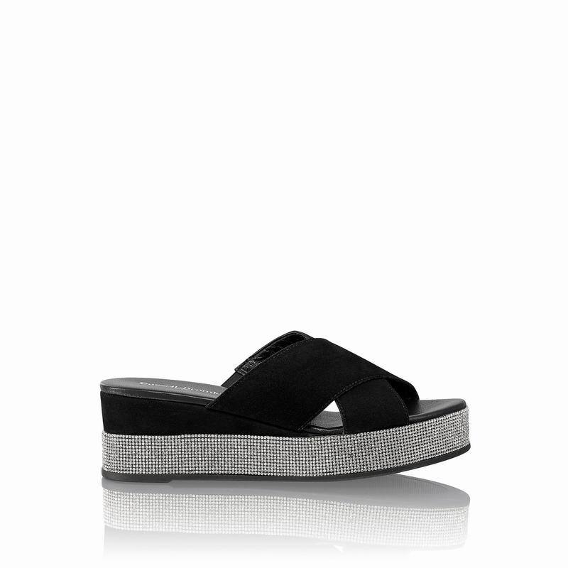Black Russell And Bromley Plaza Luxe Women\'s Wedge Sandals | ACJ432MW