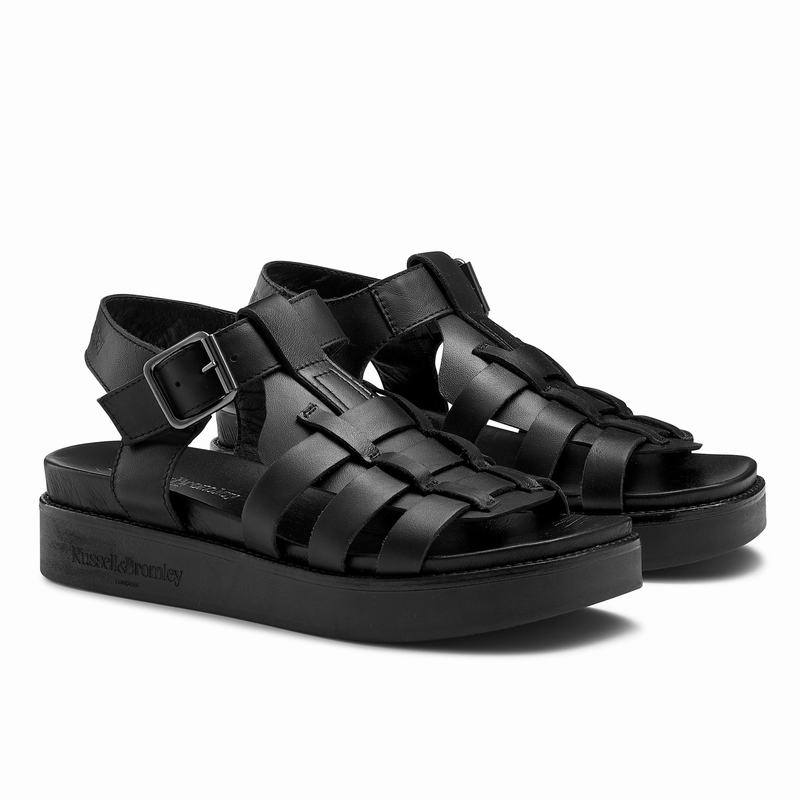 Black Russell And Bromley Portland Women's Flat Sandals | CFV5694XB