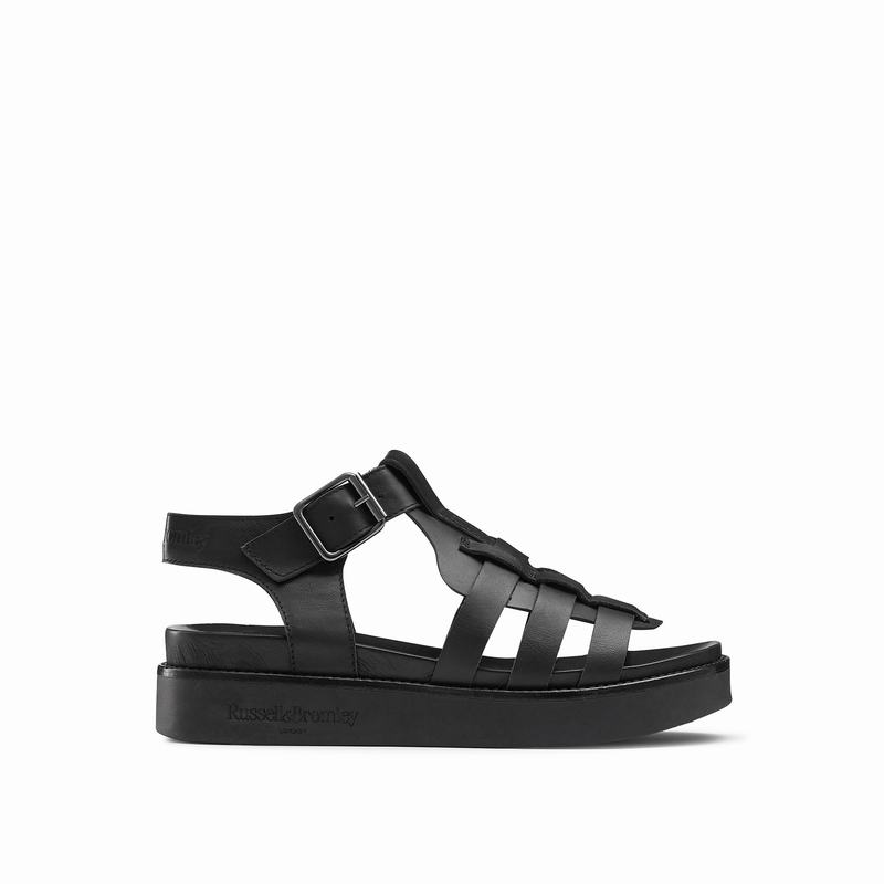 Black Russell And Bromley Portland Women\'s Flat Sandals | CFV5694XB
