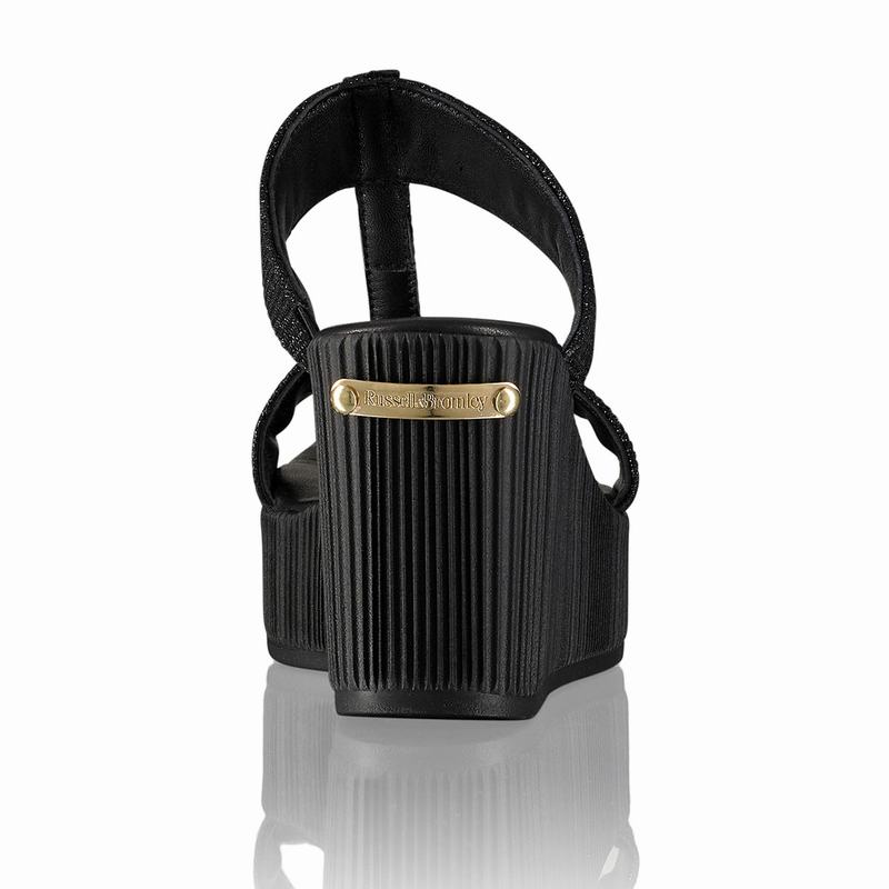 Black Russell And Bromley Pukka Mid Women's Wedge Sandals | OSY4188KZ