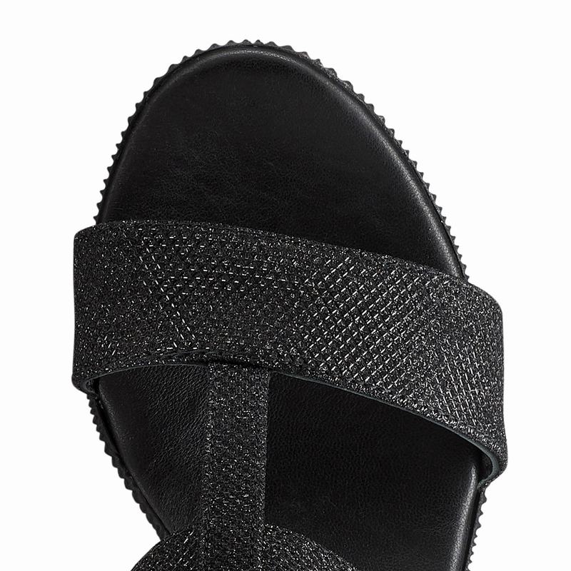 Black Russell And Bromley Pukka Mid Women's Wedge Sandals | OSY4188KZ