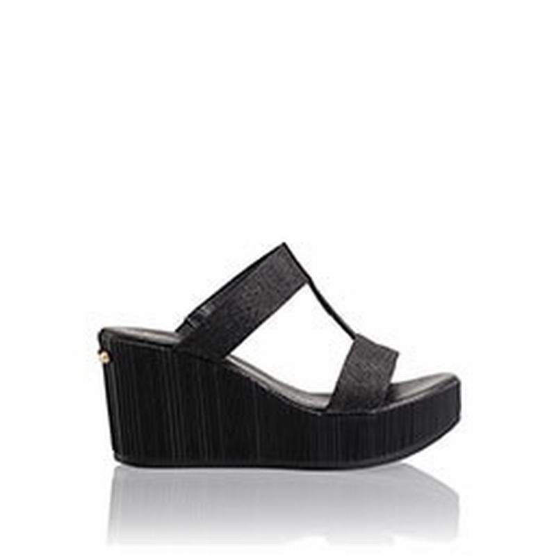 Black Russell And Bromley Pukka Mid Women\'s Wedge Sandals | OSY4188KZ