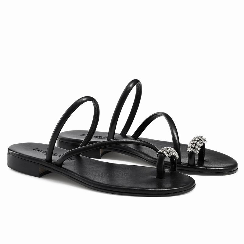 Black Russell And Bromley Quartz+ Women's Flat Sandals | BRV6327XC