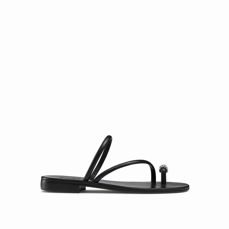 Black Russell And Bromley Quartz+ Women\'s Flat Sandals | BRV6327XC