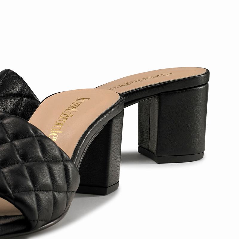Black Russell And Bromley Quiltbloc Women's Wedge Sandals | XBN8334EQ