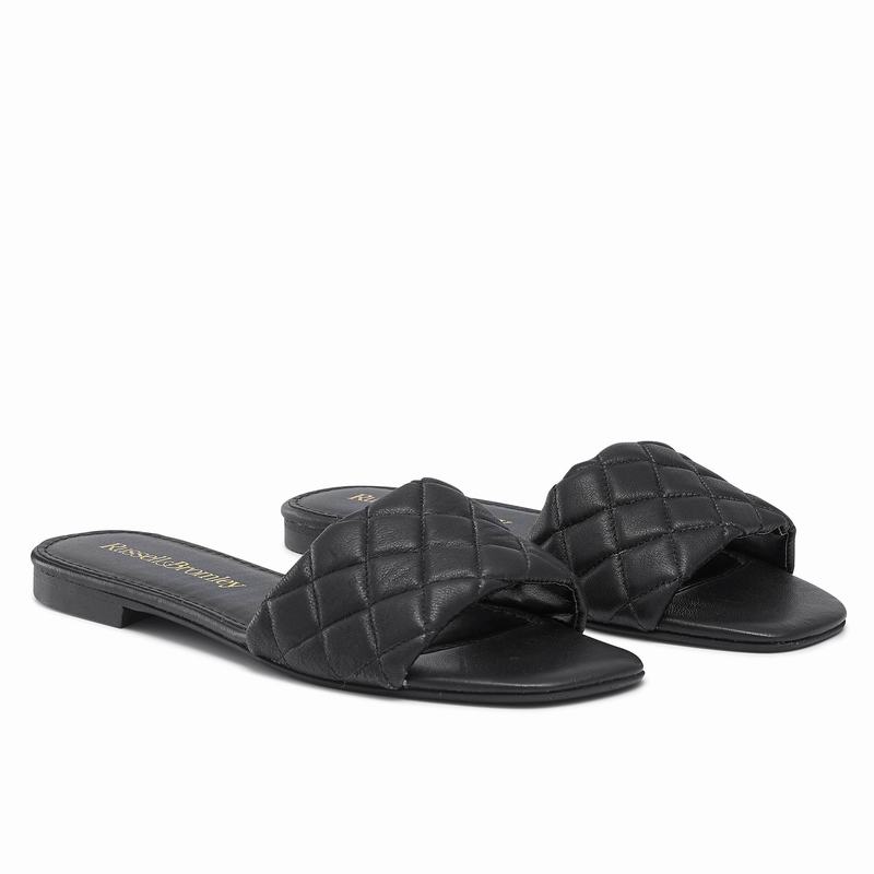 Black Russell And Bromley Quiltmule Women's Mules | XDE3553HI