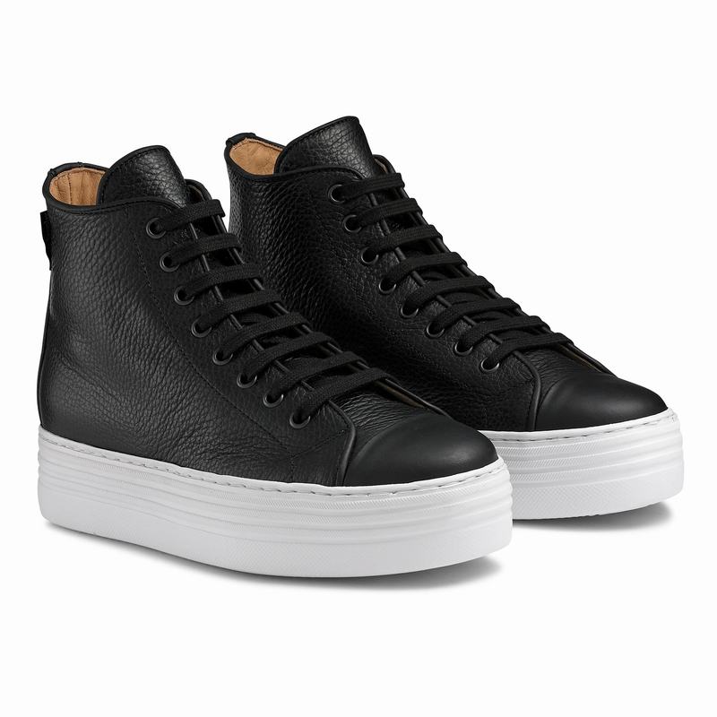 Black Russell And Bromley Saturn Hi Women's High Top Sneakers | BZD644EU