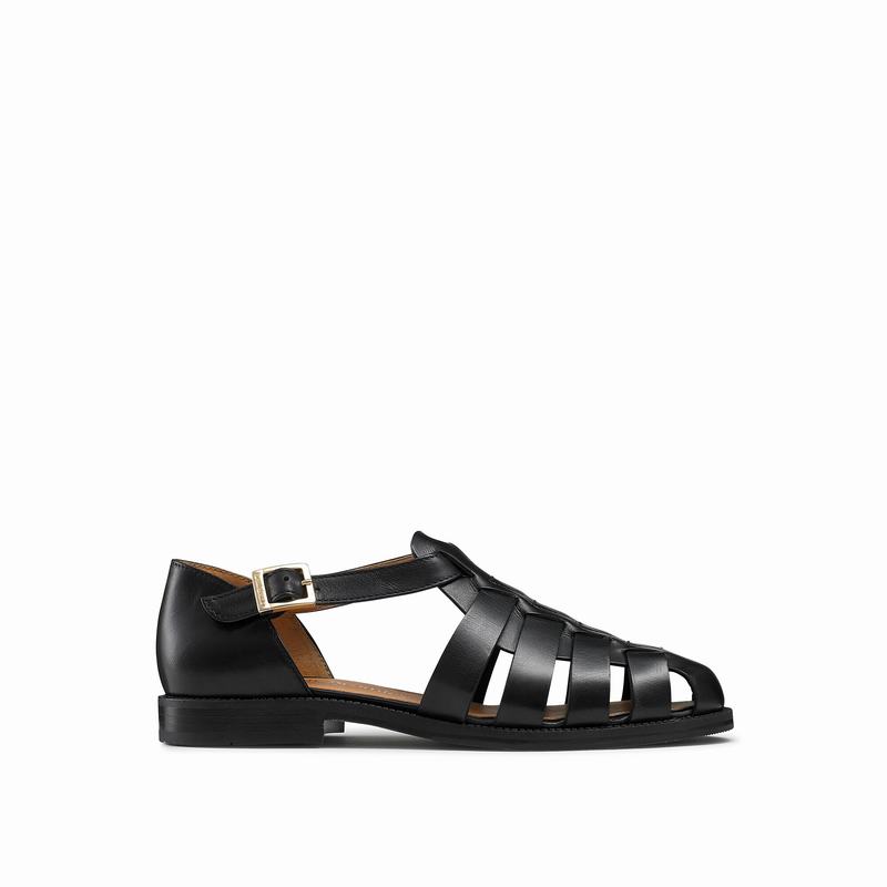 Black Russell And Bromley Siracuse Women\'s Flat Sandals | KAE951TG