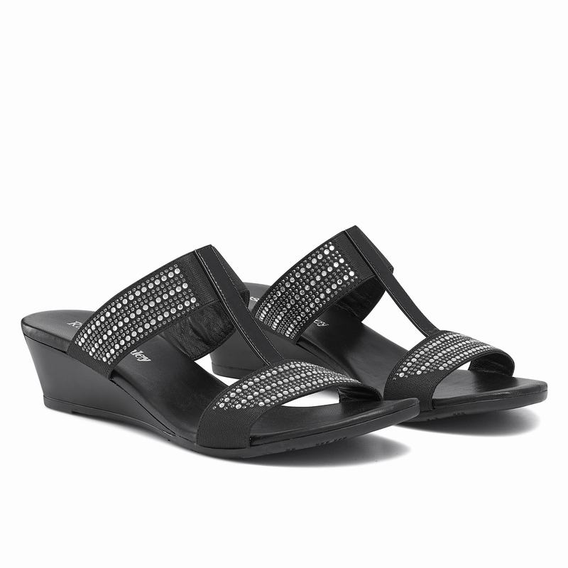 Black Russell And Bromley Stella Women's Wedge Sandals | UDV8263PL