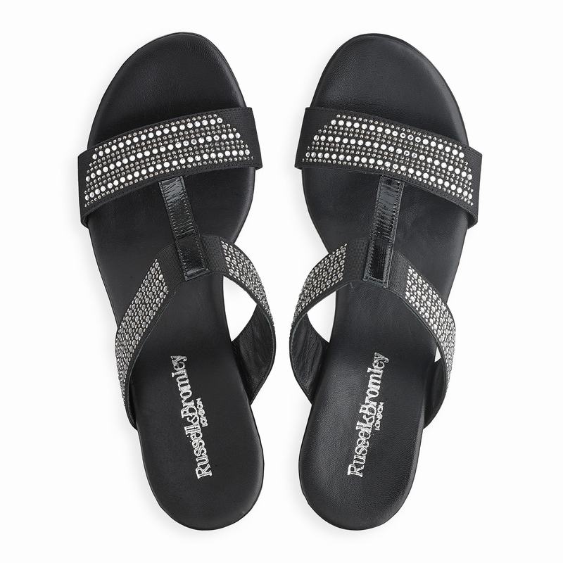 Black Russell And Bromley Stella Women's Wedge Sandals | UDV8263PL