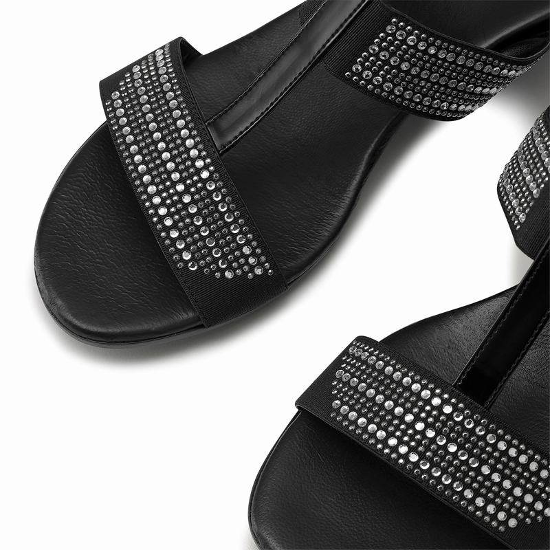 Black Russell And Bromley Stella Women's Wedge Sandals | UDV8263PL