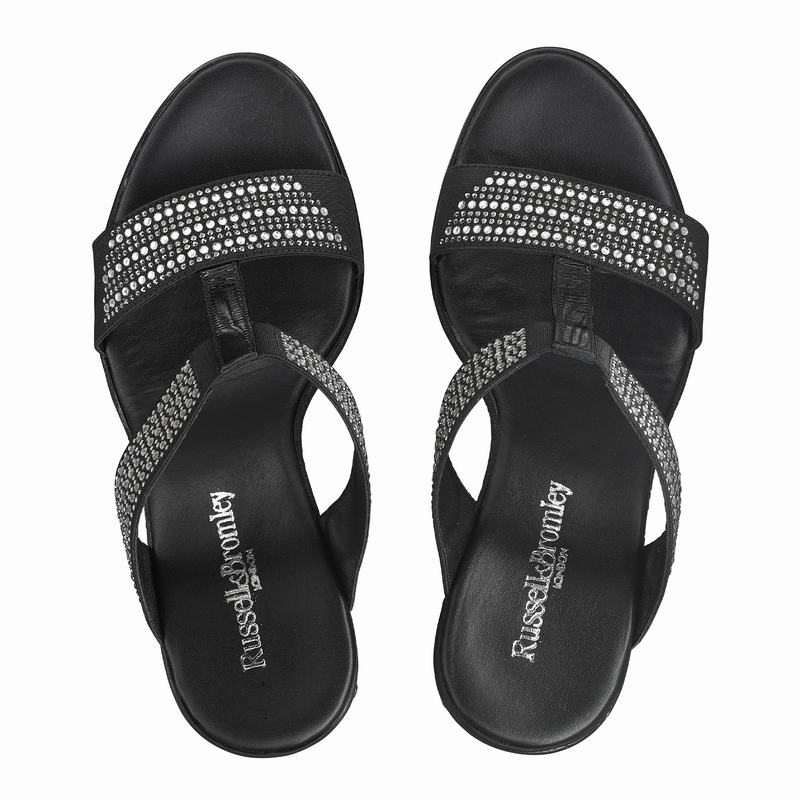 Black Russell And Bromley Stellamid Women's Wedge Sandals | CDC1651YV