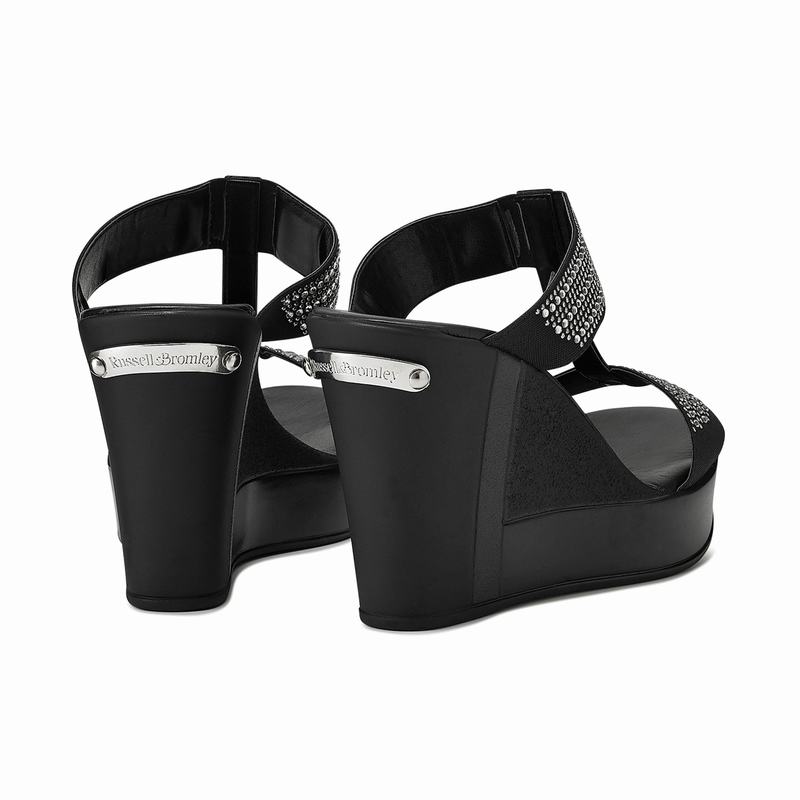 Black Russell And Bromley Stellamid Women's Wedge Sandals | CDC1651YV
