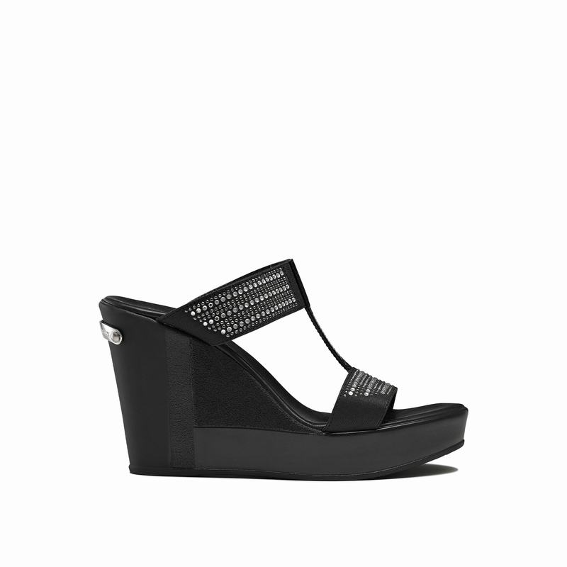 Black Russell And Bromley Stellamid Women\'s Wedge Sandals | CDC1651YV
