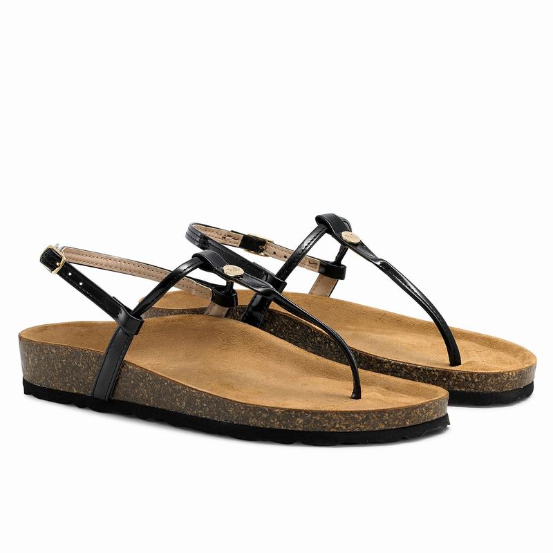 Black Russell And Bromley Teebird Women's Flat Sandals | BZR9131YC