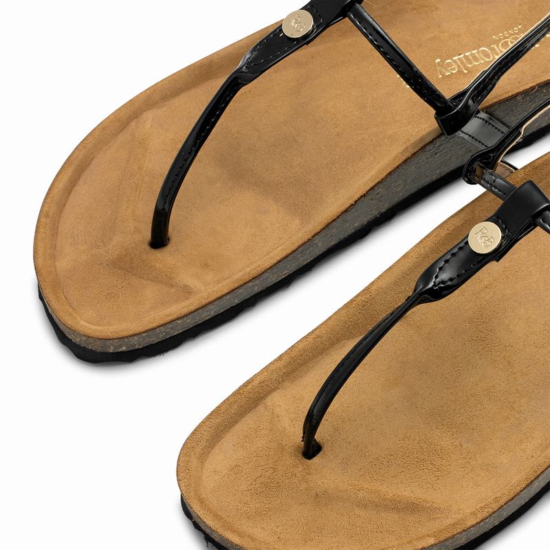 Black Russell And Bromley Teebird Women's Flat Sandals | BZR9131YC