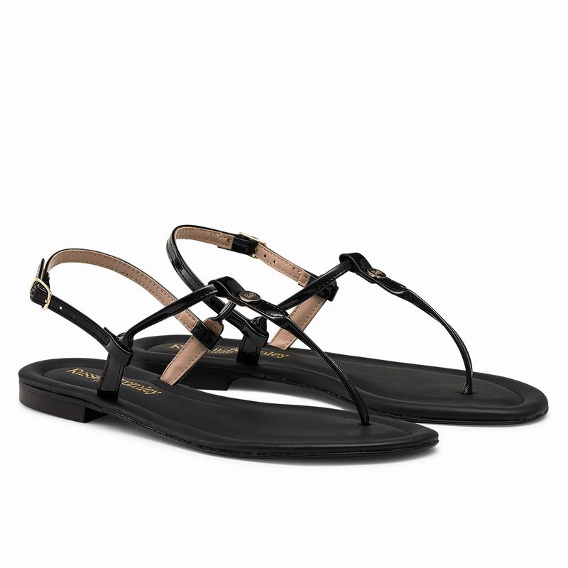 Black Russell And Bromley Thongbird Women's Flat Sandals | DGO3324CA