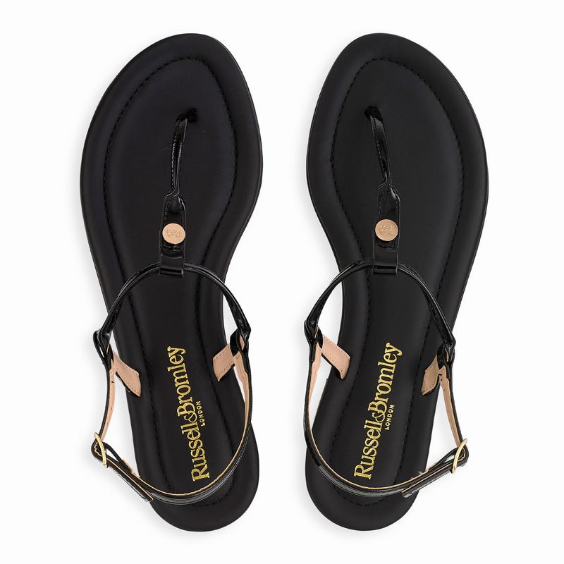Black Russell And Bromley Thongbird Women's Flat Sandals | DGO3324CA