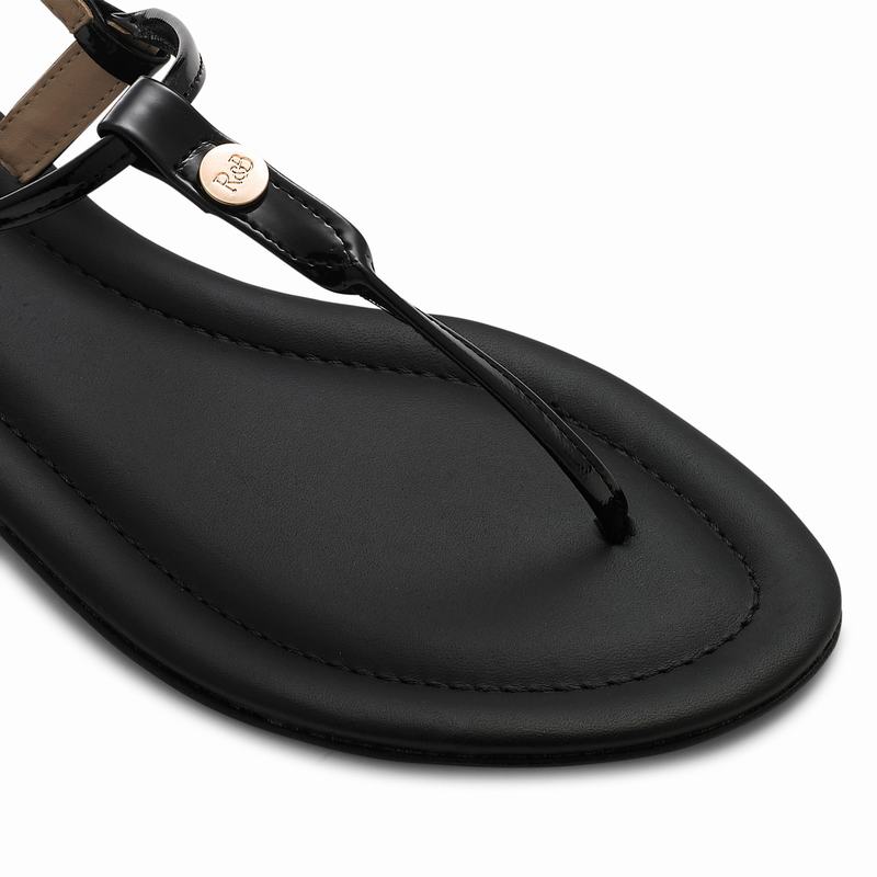 Black Russell And Bromley Thongbird Women's Flat Sandals | DGO3324CA