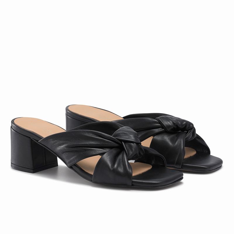 Black Russell And Bromley Top Knot Women's Wedge Sandals | QKB9816PA