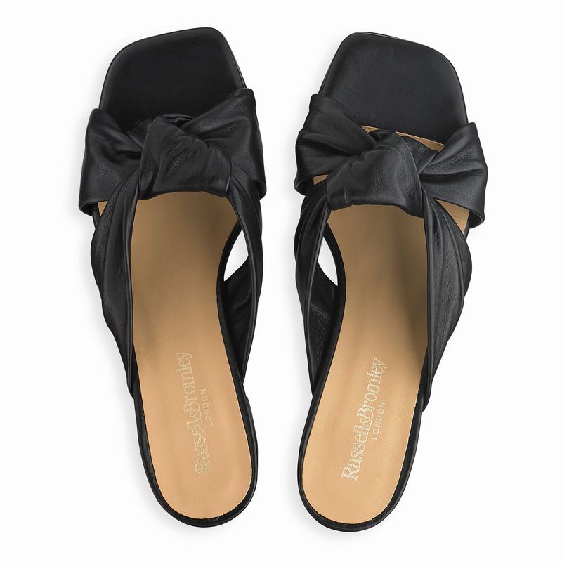 Black Russell And Bromley Top Knot Women's Wedge Sandals | QKB9816PA