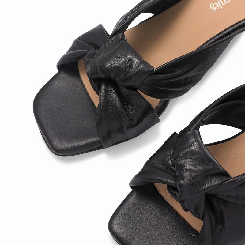 Black Russell And Bromley Top Knot Women's Wedge Sandals | QKB9816PA