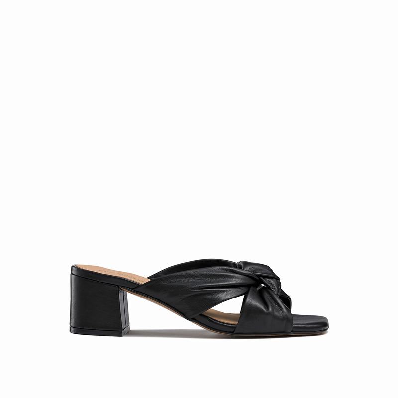 Black Russell And Bromley Top Knot Women\'s Wedge Sandals | QKB9816PA