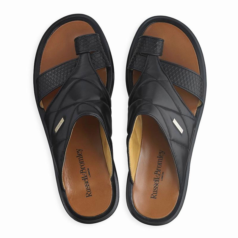 Black Russell And Bromley Vernazza Men's Sandals | AKA4976QY